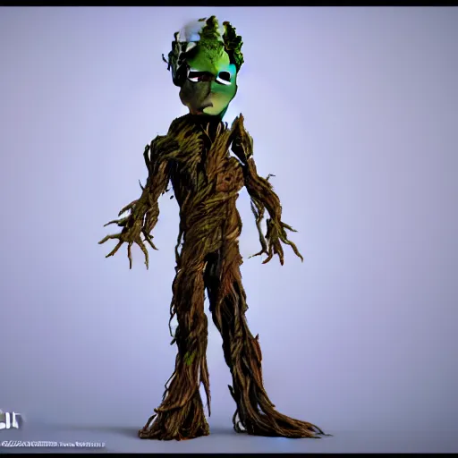 Image similar to generate groot character in a nutshell, fine, hd, octane render,