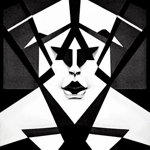 Image similar to neo - gothic white on black grainy effect conceptual figurative post - morden monumental abstract portrait made by escher and piranesi, highly conceptual figurative art, intricate detailed illustration, illustration sharp geometrical detail, vector sharp graphic, controversial poster art, polish poster art