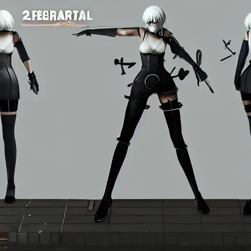 Image similar to 2B nier automata in team fortress 2, detailed, artstation, concept art, Unreal Engine 5, gameplay screenshot, 8K