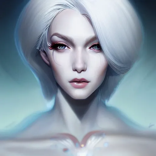 Image similar to Xanxia Cultivator, white hair, gorgeous, amazing, elegant, intricate, highly detailed, digital painting, artstation, concept art, sharp focus, illustration, art by Ross tran and kuvshinov, photography portrait by Paolo Roversi