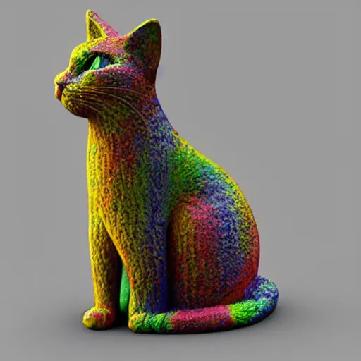 Prompt: colorful cat figurine in the style of kurt adler detailed 3 d rendered sculpture 4 k