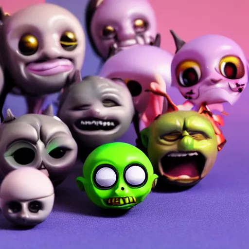 Prompt: realistic vaporwave airbrush painting of grotesque madballs nendoroid anime figurine