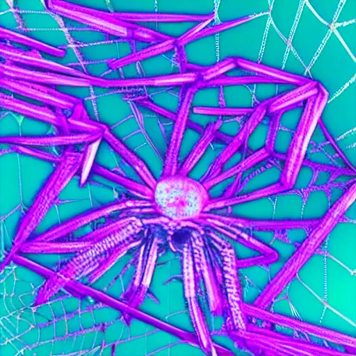 Image similar to vaporwave spider art