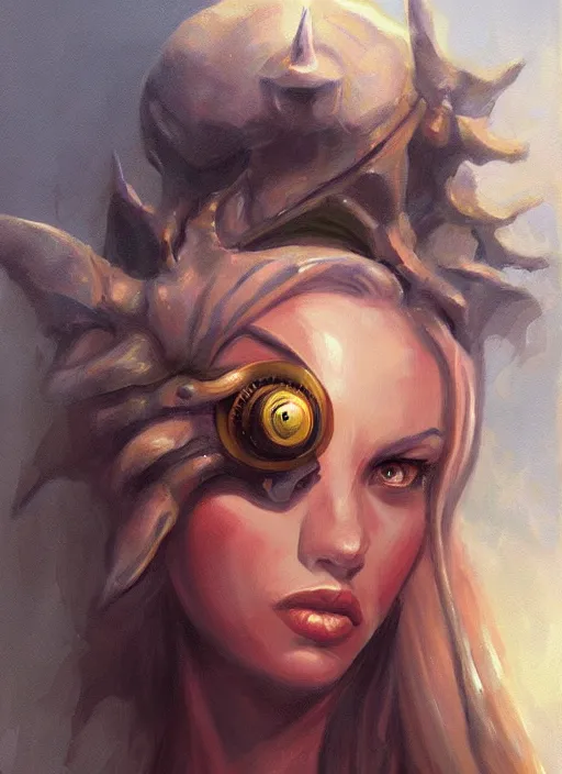 Image similar to fantasy painting of a beholder, portrait, oil painting, artgerm, dnd, rpg