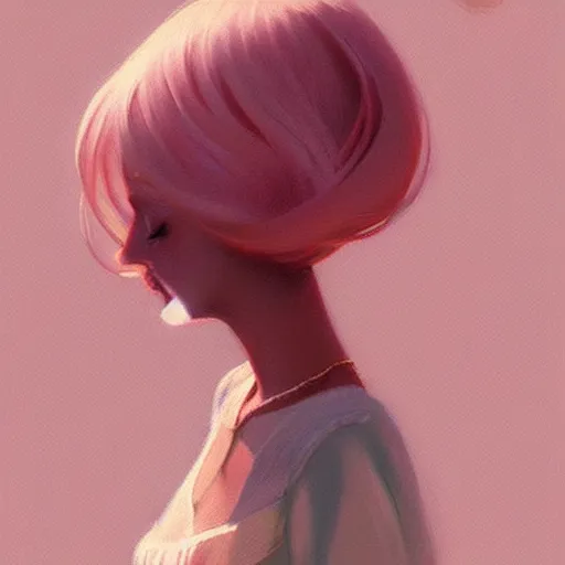 Image similar to adult female in summer dress art, pastel light pink very long hair, muted colors, matte print, pastel colors, ornate, digital art, digital painting, fan art, elegant, artstation, head is centered, by Ilya Kuvshinov