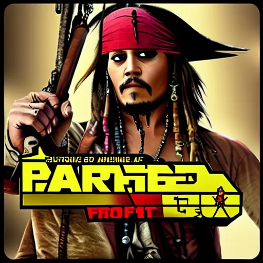 Prompt: jack sparrow gta 5 cover art