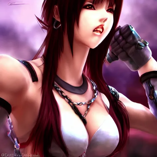 Image similar to fantasy art of tifa lionheart in style of wang ling wlop