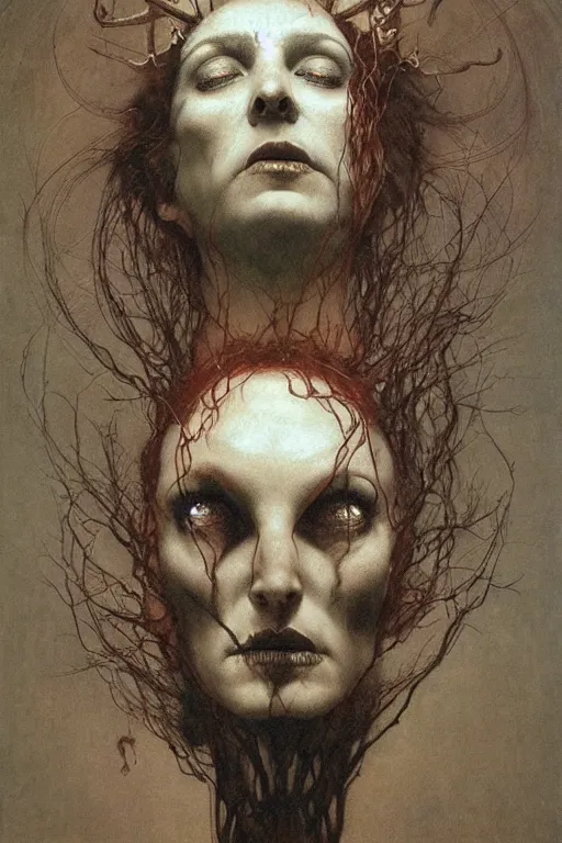 Prompt: the witch by roberto ferri and beksinski and Austin Osman Spare