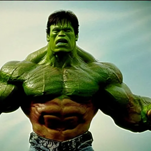 Image similar to film still of arnold schwarzenegger as the hulk