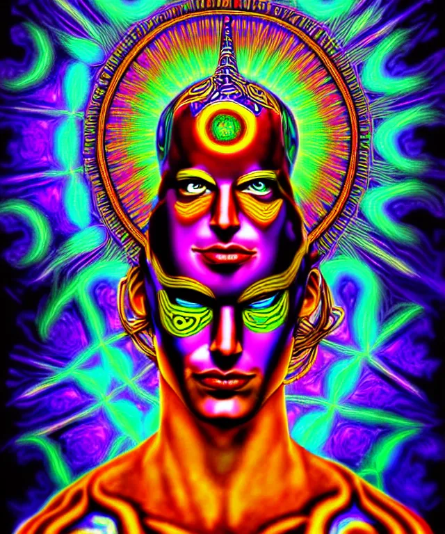 Prompt: psychedelic dmt deity fantasy art superhero digital painting photorealistic