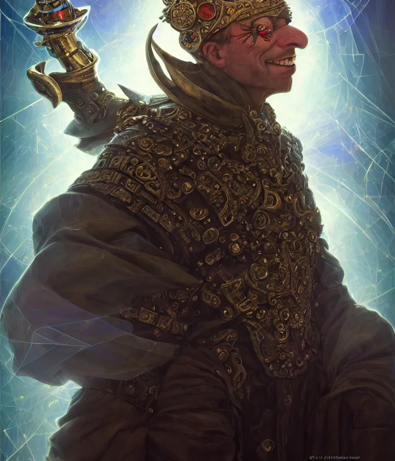 Image similar to front!!! shot of a court jester!!! character, mesmerizing hypercubes, dark holography!!!, future, chrome, crystalline edges, (((intricate))), elegant, highly detailed, centered, (((artstation, concept art, smooth, sharp focus, artgerm, Tomasz Alen Kopera, Peter Mohrbacher, donato giancola, Joseph Christian Leyendecker, WLOP, Boris Vallejo))), ((raytracing)), mugshot!!!!!, ugly!!!!!!, octane render, nvidia raytracing demo, octane render, nvidia raytracing demo, octane render, nvidia raytracing demo, grainy, muted, 8K, digitalblasphemy, metatron