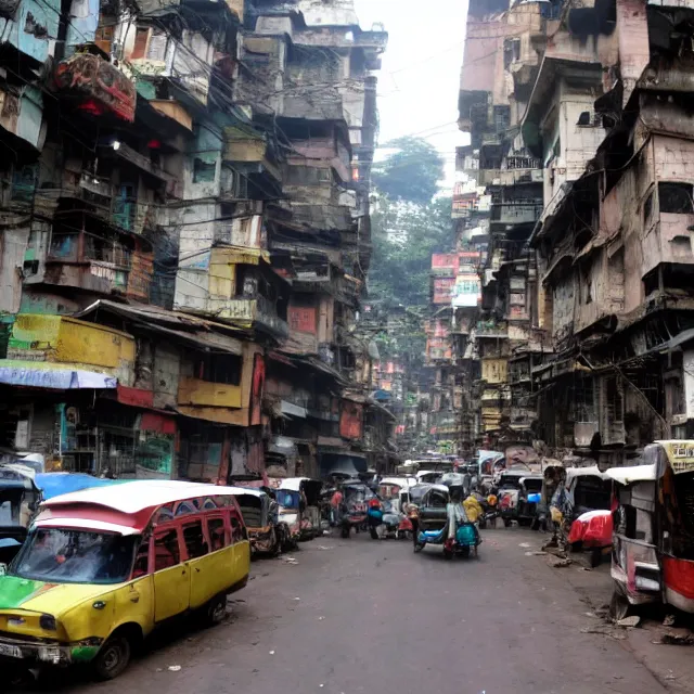 Image similar to streets of mumbai, 2 0 7 0, mossy buildings, high fidelity, uncompressed png, indian caravans