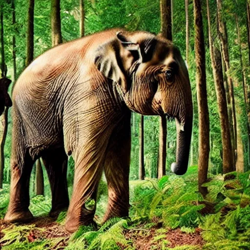 Image similar to a forest growing on the upper part of an elephants body