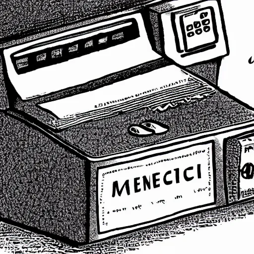 Prompt: A top secret scientific illustration of a fax machine using quantum mechanics
