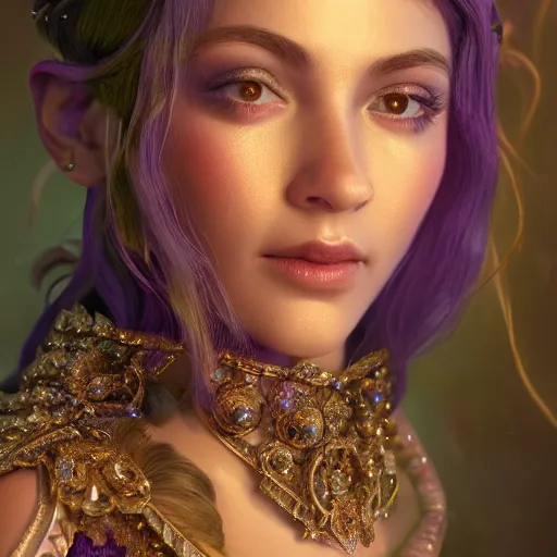 Image similar to portrait of wonderful princess of amethyst with fair skin, ornate 8 k gorgeous intricate detailed, accent lighting, dramatic light, octane render