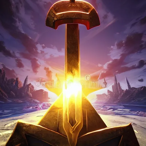 Image similar to game - icon of giant medieval swords crossed, red powerful fantasy epic legends, game icon stylized, digital illustration radiating, a glowing aura, global illumination, ray tracing, 8 k high definition, intricate details, octane render, unreal engine, trending on arstation