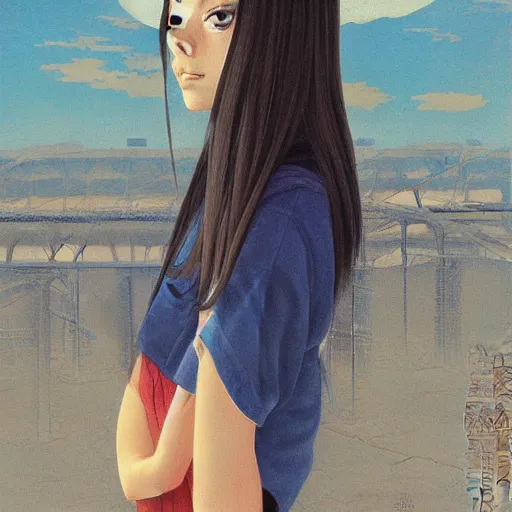 Image similar to anime mila kunis by by Hasui Kawase by Richard Schmid