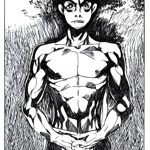 Image similar to Joseph Woods drawn by Junji Ito, manga panel