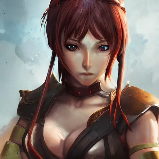 Image similar to a female warrior, character art portrait, anime key visual, official media, illustrated by wlop, extremely detailed, 8 k, trending on artstation, cinematic lighting, beautiful