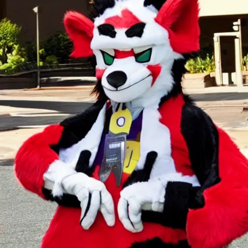 Image similar to Ben Shapiro wearing a fursuit at a furry convention