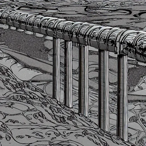Prompt: nuclear aqueduct inuit death row, in the style of alex konstad, alejandro mirabal, dramatic, tragic, intricate, detailed, beautiful, 8 k resolution
