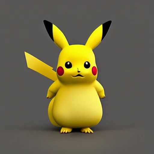 Image similar to a pikachu by studio ghibli, 3 d render, realistic