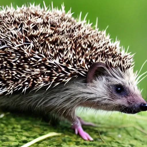 Image similar to a hedgehog with spiders on its back instead of spikes, spiders, scary, freaky