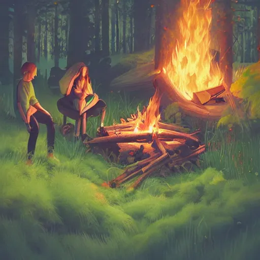 Image similar to green screen of beautiful close up, zoom up campfire in the woods at night, warmth, stylized, artgerm, artstation, hd, cgsociety, cgi, realistic, dramatic, cinematic, artistic, trending, detailed