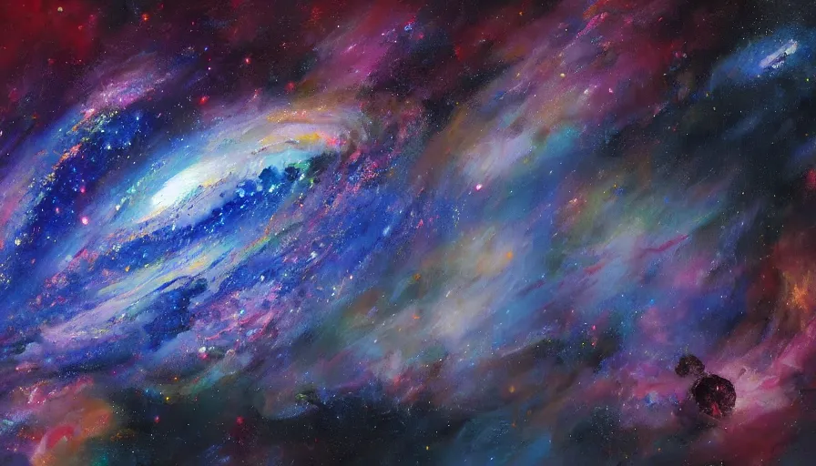 Prompt: galaxy, oil painting by jama jurabaev, extremely detailed, brush hard, artstation, for aaa game, high quality, brush stroke