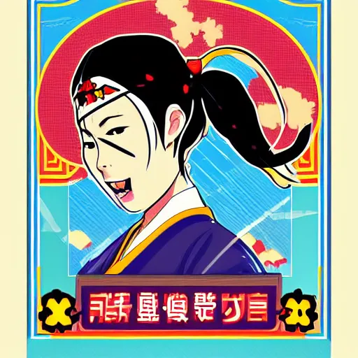 Prompt: Pixiv portrait of Amber from Genshin Impact, in style of Maoist propaganda poster, vector art