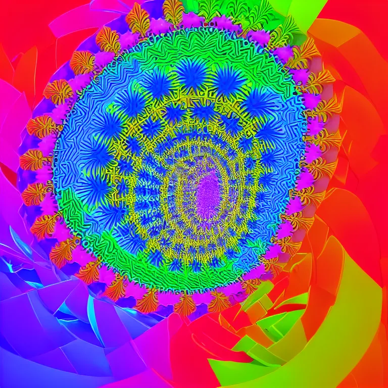 Image similar to symmetrical generative art of a psychedelic sonic fibonacci mandelbulb kaleidoscope isometric voxel 3 d superstructure in vivid colors, perfect symmetry