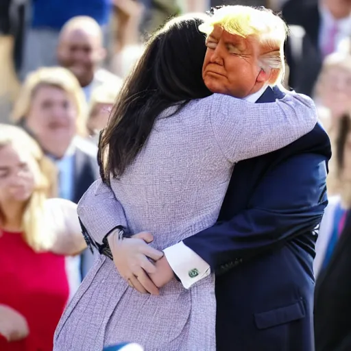 Image similar to alexandria ocasio - cortez and trump hugging