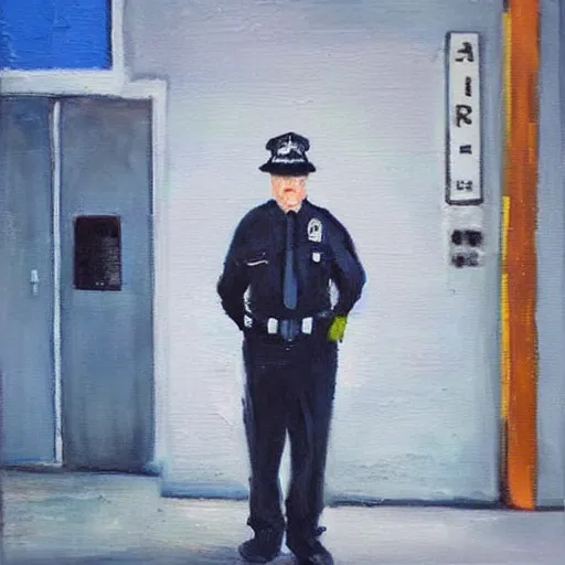 Prompt: “a cop in jail oil panting”