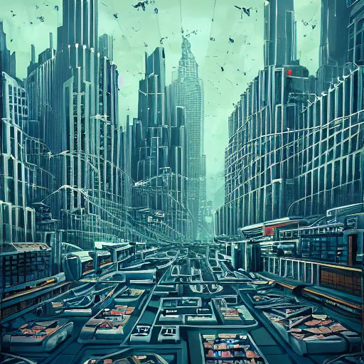 Prompt: A city of sentient machines.