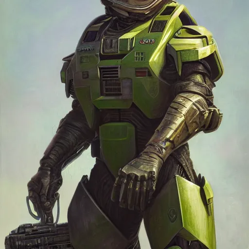 Prompt: Greta Thunberg as master chief portrait art by Donato Giancola and Bayard Wu, digital art, trending on artstation, 4k