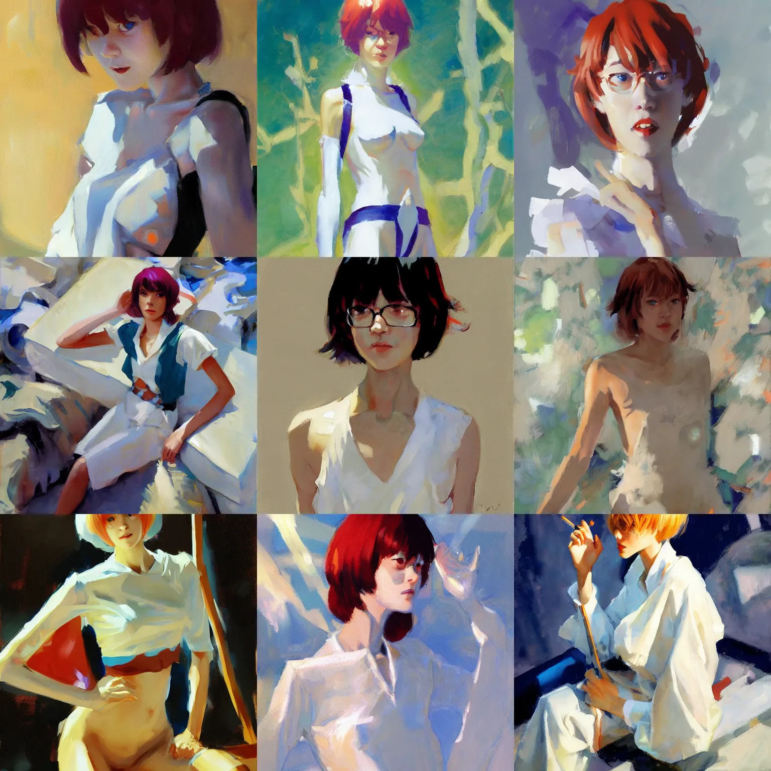 Prompt: rei ayanami, by greg manchess, craig mullins, walter everett