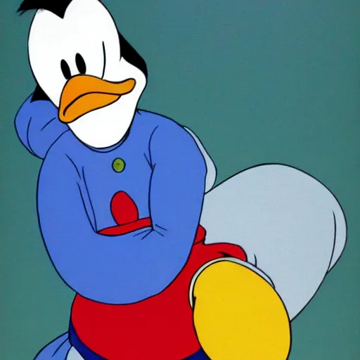 Prompt: portrait of Donald Duck as the Michelin Man