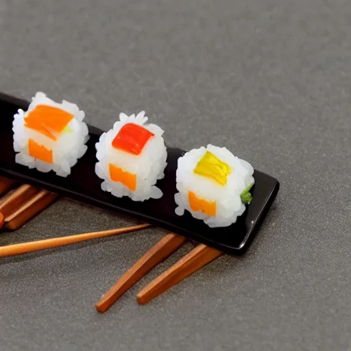 Image similar to miniature people making sushi