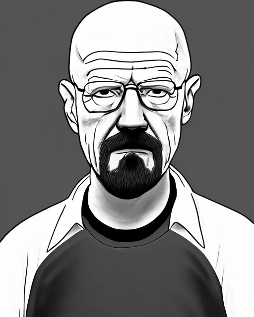 Image similar to portrait of walter white in the style of justin roiland. heisenberg from breaking bad. cinematic lighting. style of rick & morty. photographic, photography. by justin roiland