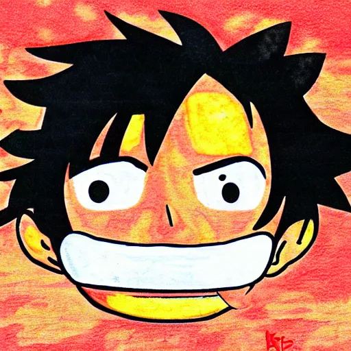 Image similar to [ luffy mustache ] ( by takao saito )