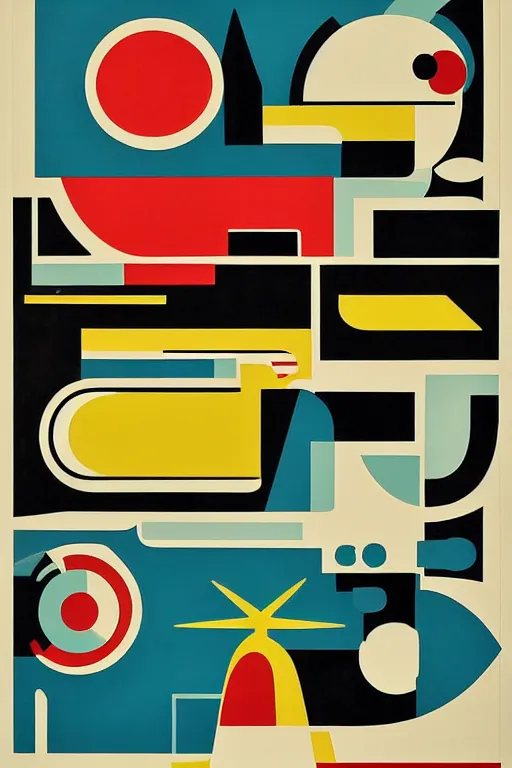 Image similar to mid - century modern atomic style by bernard simunovic