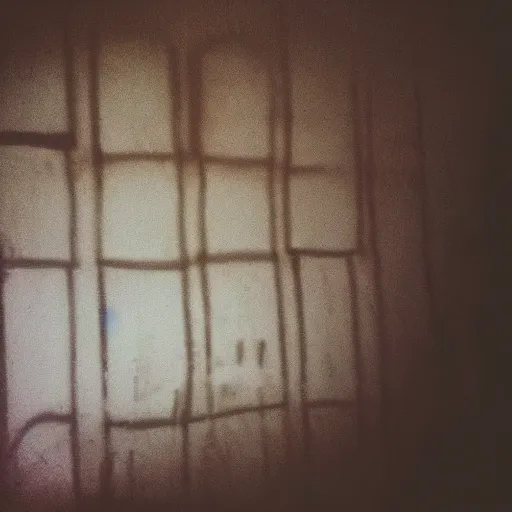 Image similar to insane nightmare, no light, everything is blurred, creepy shadows, haunted house, TV, very poor quality of photography, 2 mpx quality, grainy picture