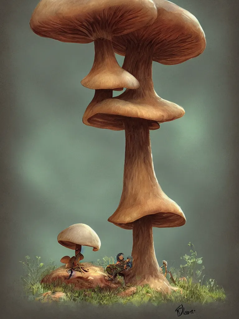 Image similar to sitting on a mushroom by disney concept artists, blunt borders, rule of thirds!