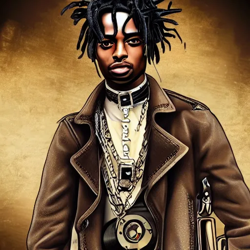 Image similar to playboi carti in steampunk style digital art 4 k the detailed super realistic