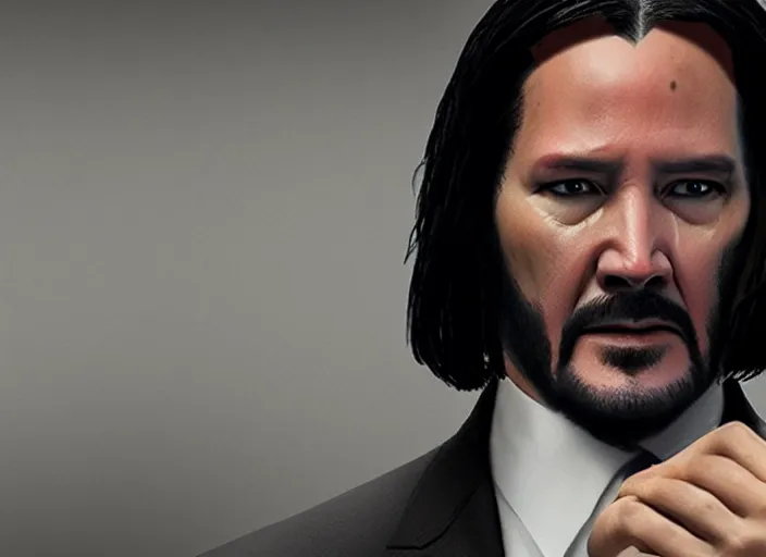 Image similar to genderswapped john wick, award winning shot, close up, action movie