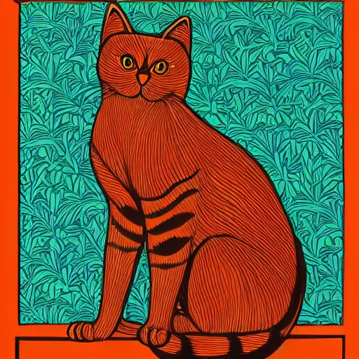 Image similar to cat by louis wainwilliam morris, 8 k, artstation