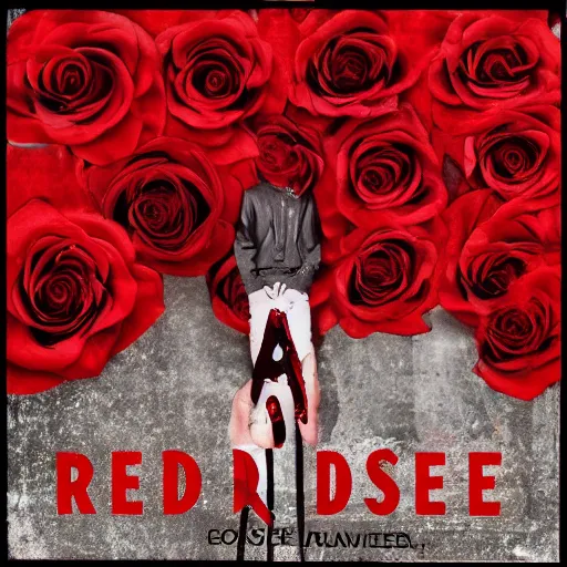 Image similar to album cover of a indie pop band, red rose, album cover art