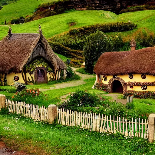 Prompt: Hobbiton in the style of Hans Gude