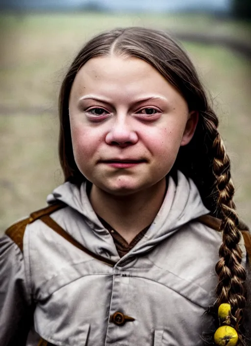 Prompt: closeup portrait of greta thunberg as a medieval goblin eating cakes, depth of field, zeiss lens, detailed, symmetrical, centered, fashion photoshoot, by Annie Leibovitz and Steve McCurry, David Lazar, Jimmy Nelsson, Breathtaking, 8k resolution, extremely detailed, beautiful, establishing shot, artistic, hyperrealistic, beautiful face, octane render