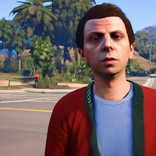 Image similar to michael cera in grand theft auto 5, ultra hd screenshot